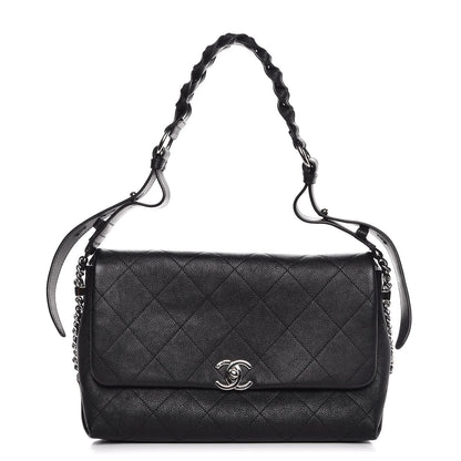 Chanel Grained Calfskin Stitched Small Braided With Style Flap Black 1 of 8