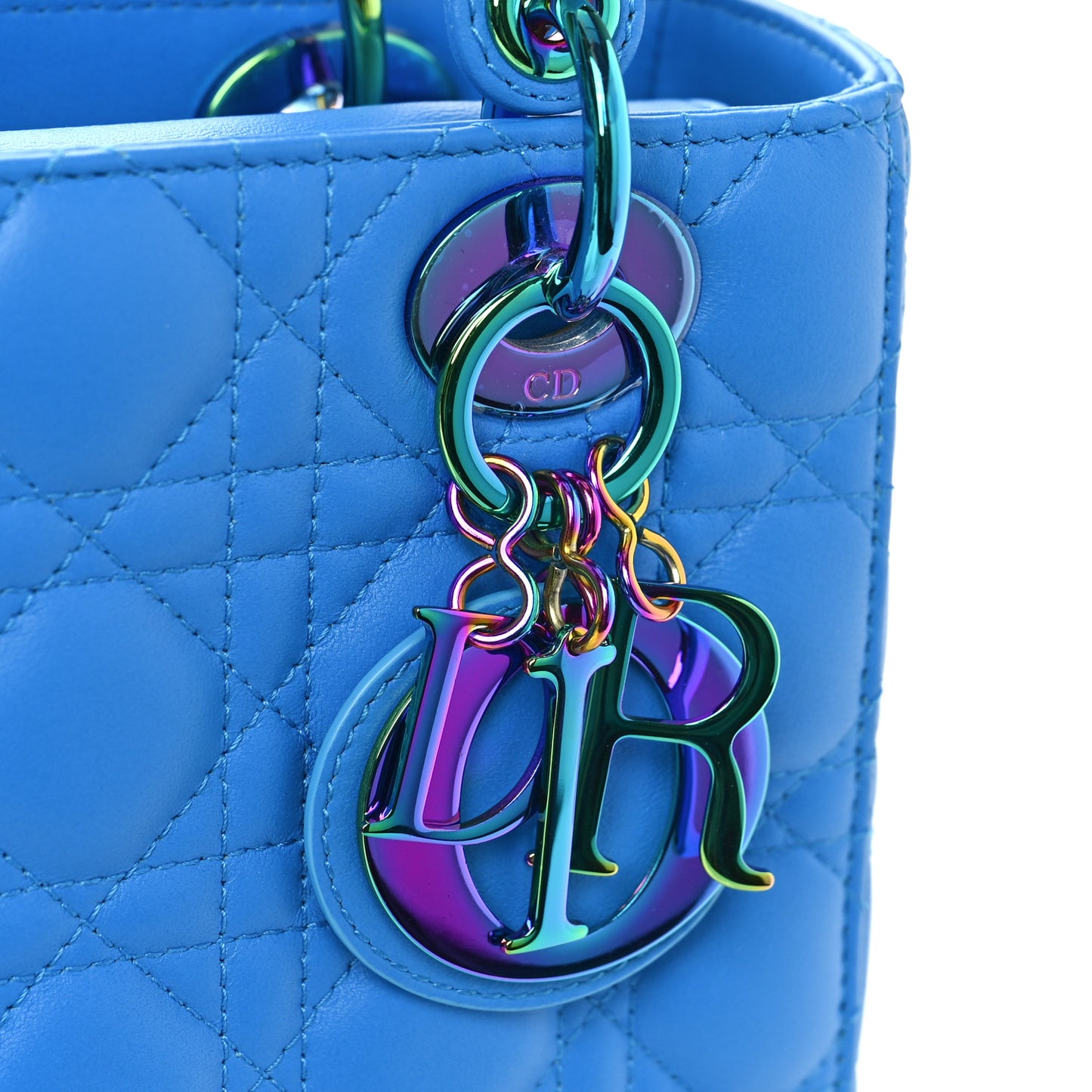Lambskin Cannage Small Lady Dior Bright Blue