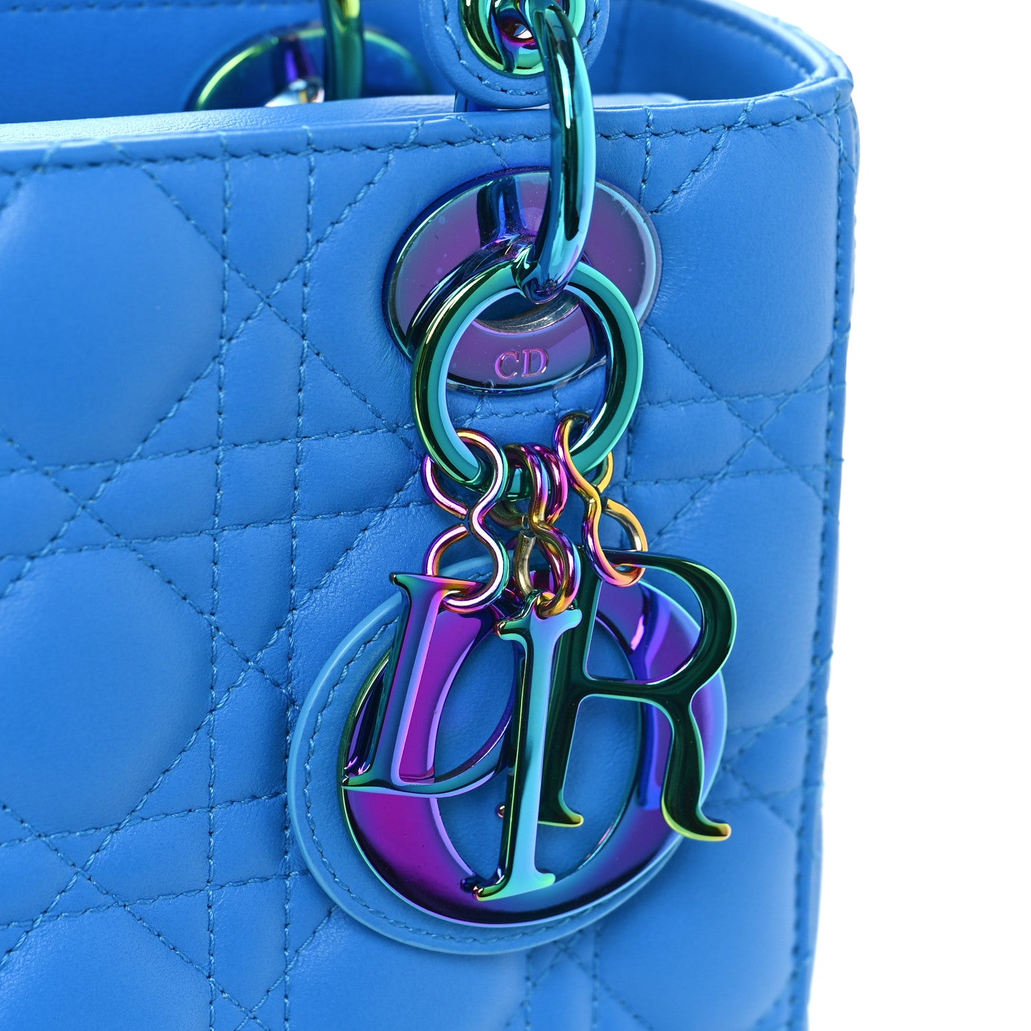 Christian Dior Lambskin Cannage Small Lady Dior Bright Blue 9 of 11