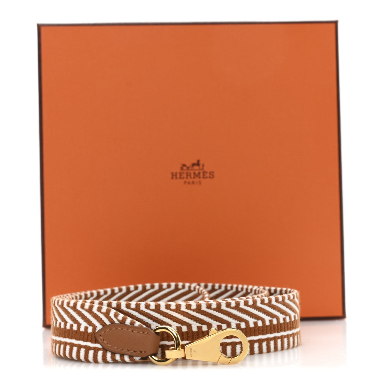 Hermes Toile Swift 25mm Sangle Cavale Shoulder Strap Ecru Beige Gold 5 of 5