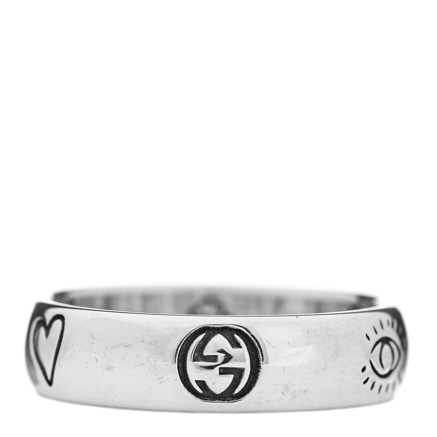 Gucci Sterling Silver Blind for Love Band Ring 54 7 3 of 6