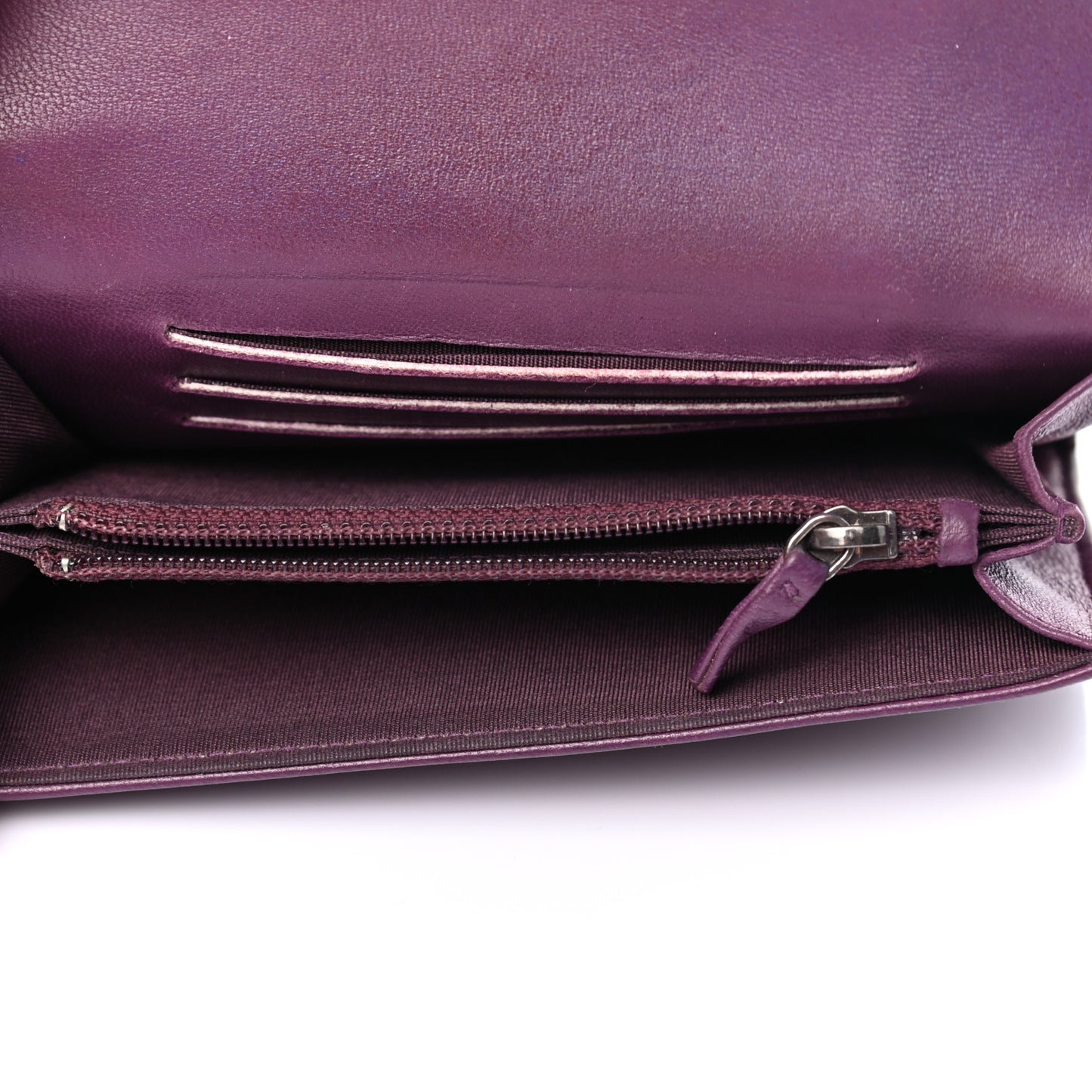 Lambskin Quilted Medium Boy Flap Wallet Purple
