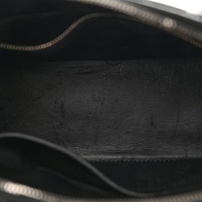 Balenciaga Calfskin Logo Crocodile Embossed S Ville Top Handle Bag Black White 5 of 22
