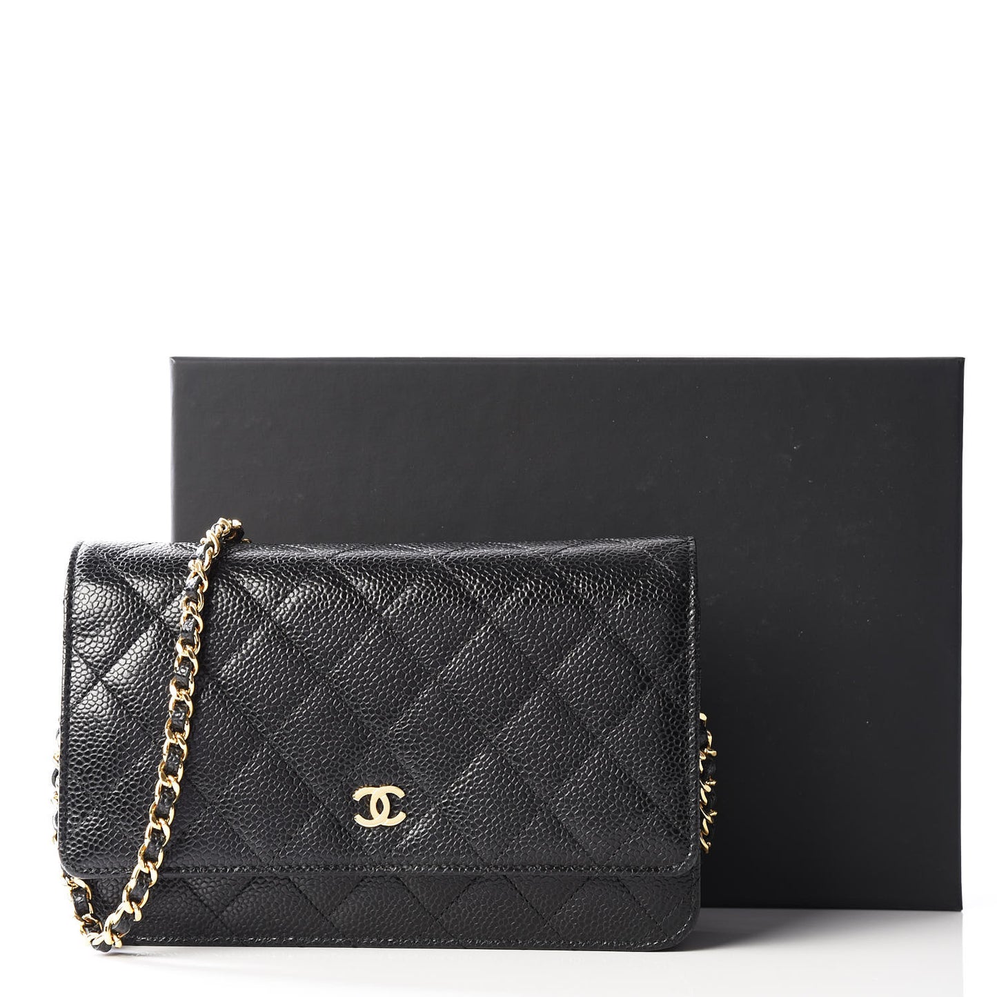 Caviar Quilted Wallet On Chain WOC Black