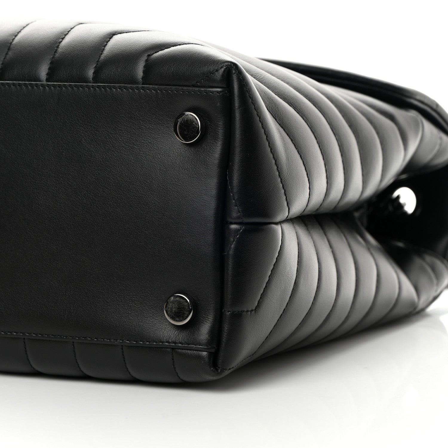 Saint Laurent Calfskin Y Quilted Monogram Monochrome Large Loulou Chain Satchel Black 9 of 17