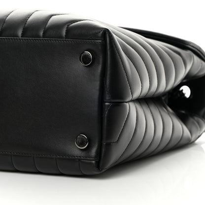 Saint Laurent Calfskin Y Quilted Monogram Monochrome Large Loulou Chain Satchel Black 9 of 17