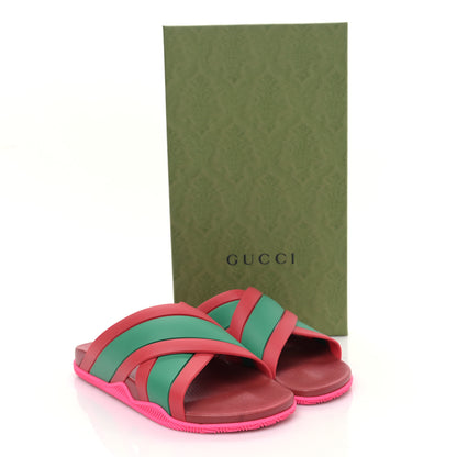 Gucci Rubber Web Womens Criss Cross Slide Sandals 40 Coral New Shamarock 8 of 8