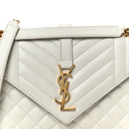 Saint Laurent Grain De Poudre Textured Mixed Matelasse Medium Triquilt Monogram Satchel Crema Soft 8 of 12