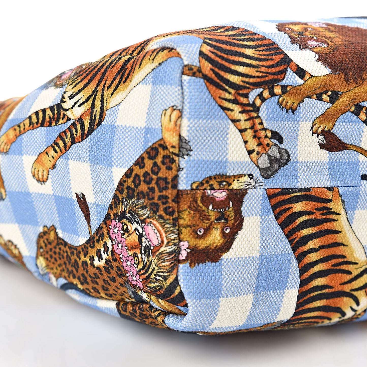 Canvas Kids Felines Vichy Print Tote Clear Sky Blue