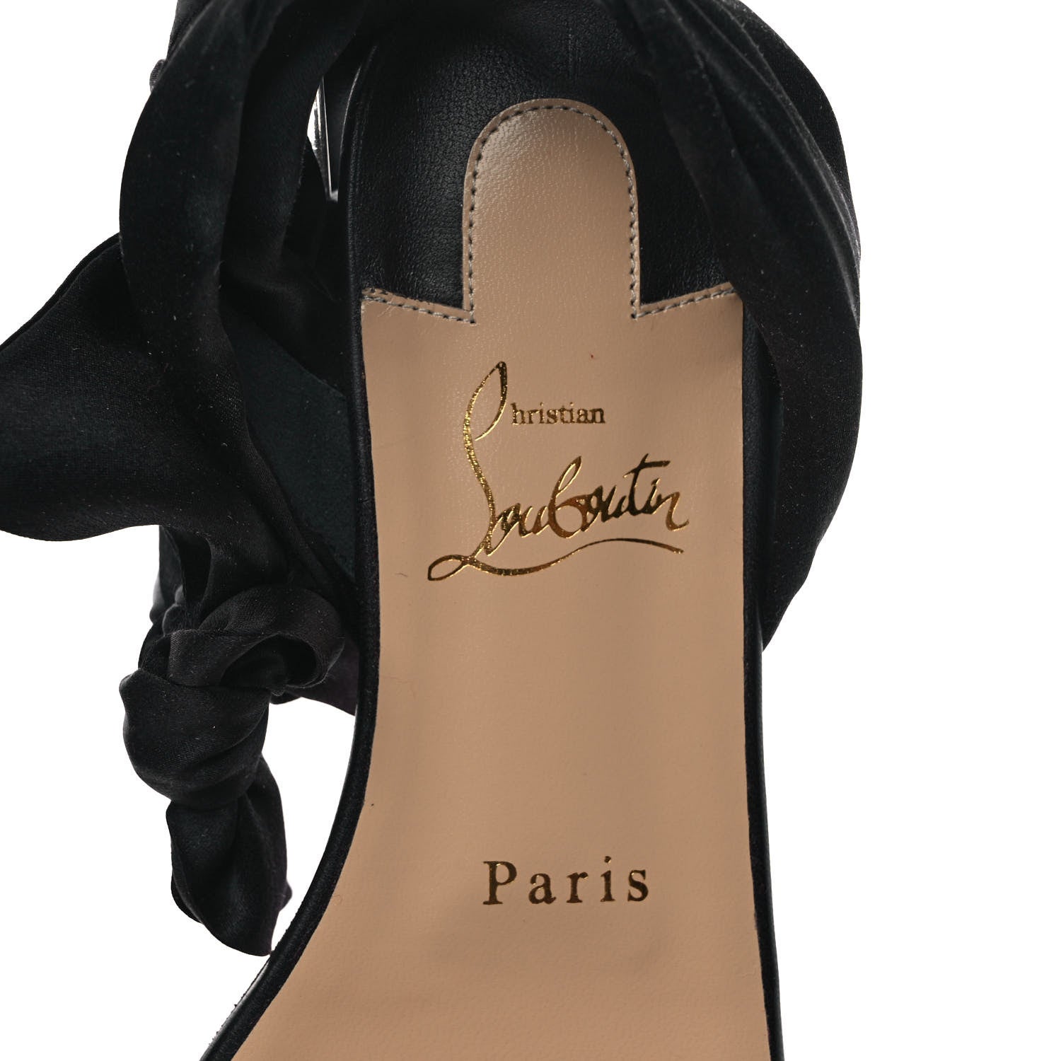 Christian Louboutin Calfskin Satin Douce Du Desert Flat Sandals 36 Black 7 of 7