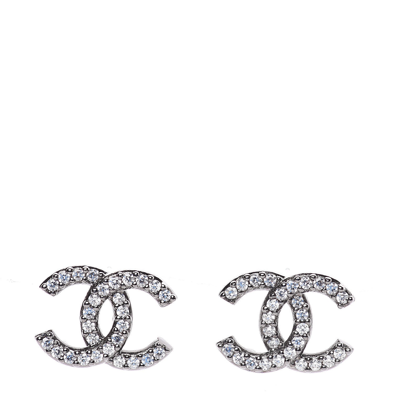 Chanel Crystal CC Earrings Silver 1 of 5