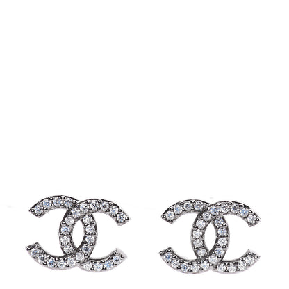 Chanel Crystal CC Earrings Silver 1 of 5
