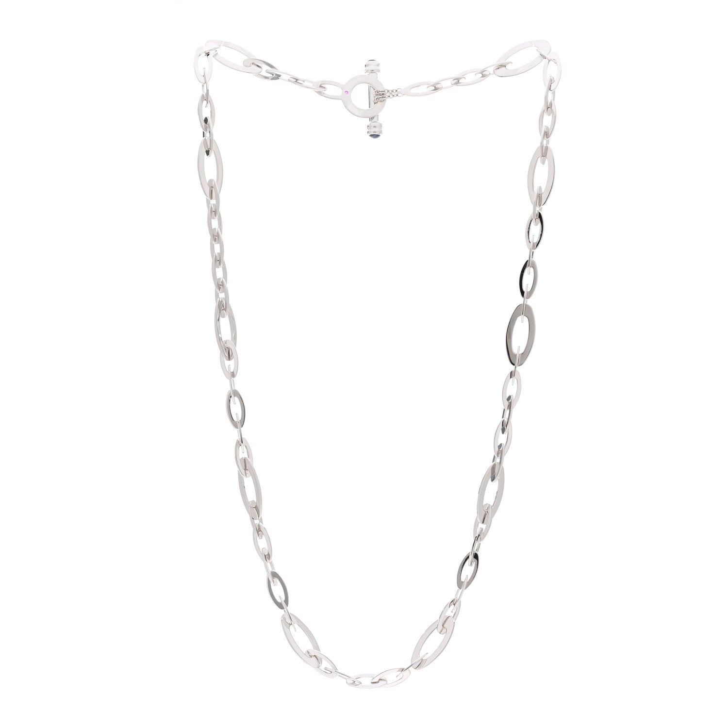 Roberto Coin 18K White Gold Blue Sapphire Chic and Shine Oval Link Necklace 3 of 4