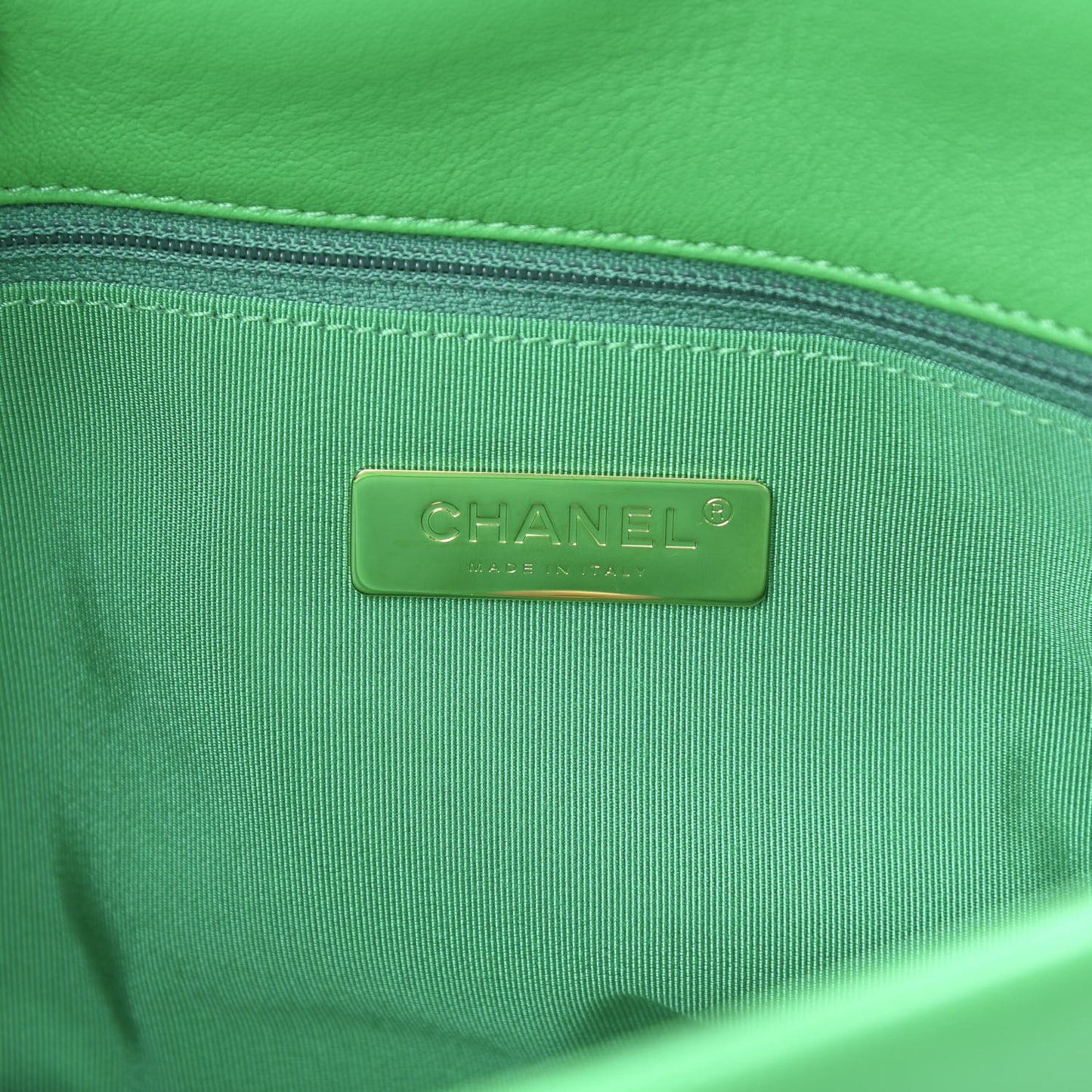 Lambskin Quilted Large 19 Flap Green
