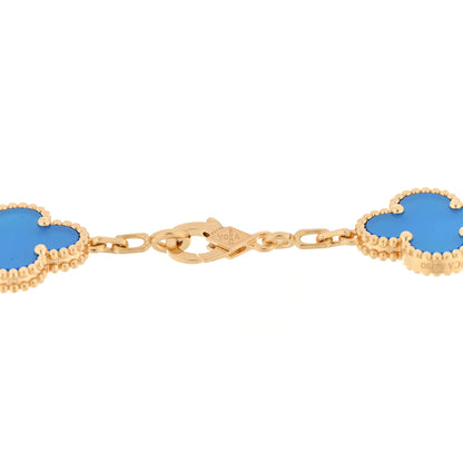 Van Cleef & Arpels 18K Yellow Gold Blue Agate 5 Motifs Vintage Alhambra Bracelet 3 of 3