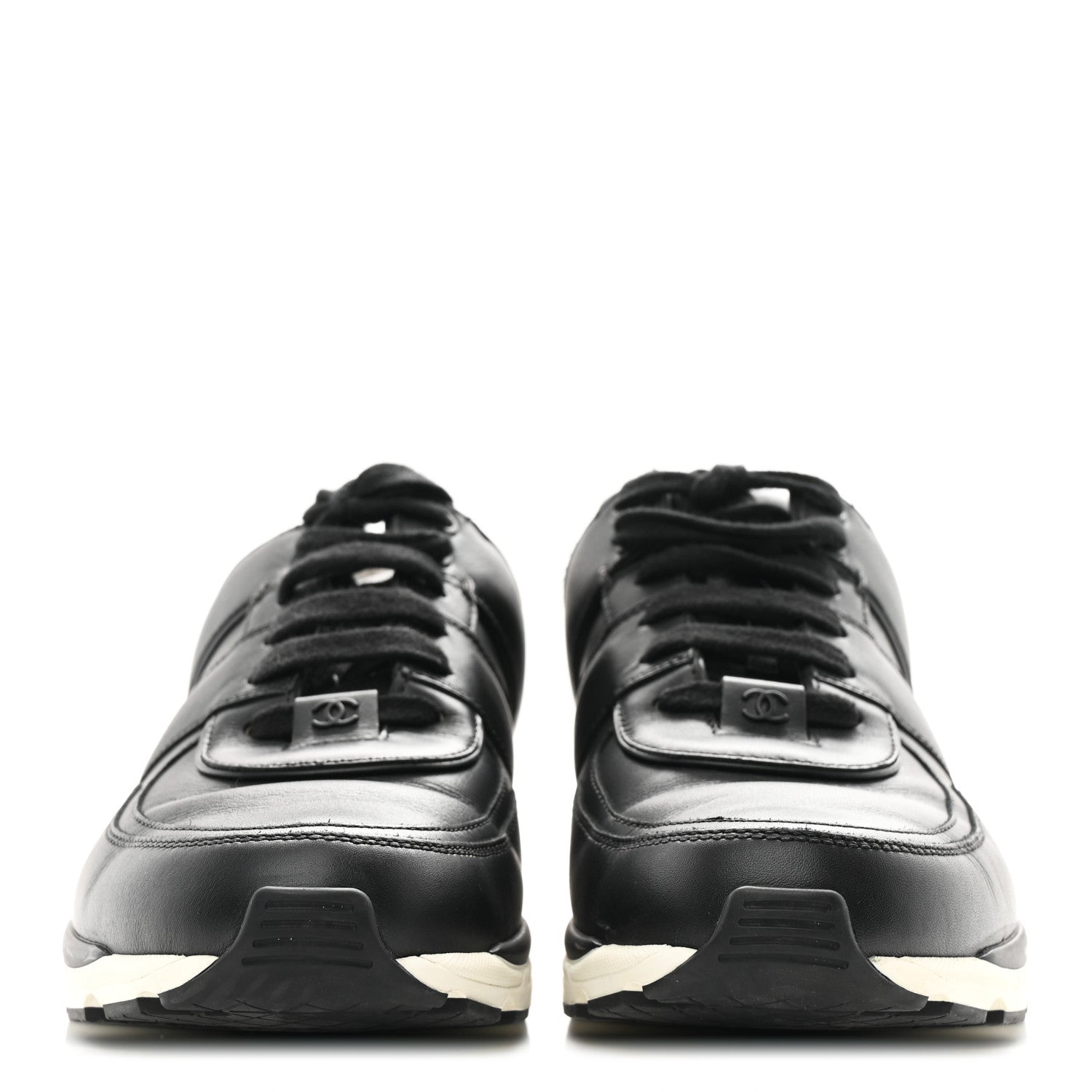 Chanel Calfskin Tweed CC Sneakers 41 Black White 3 of 11