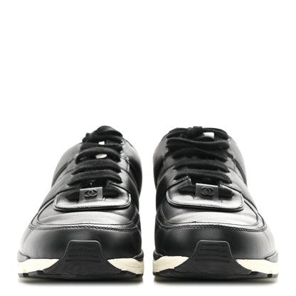 Chanel Calfskin Tweed CC Sneakers 41 Black White 3 of 11