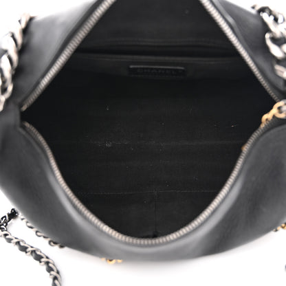 Chanel Calfskin Chain 20s Signature Hobo Black 5 of 12