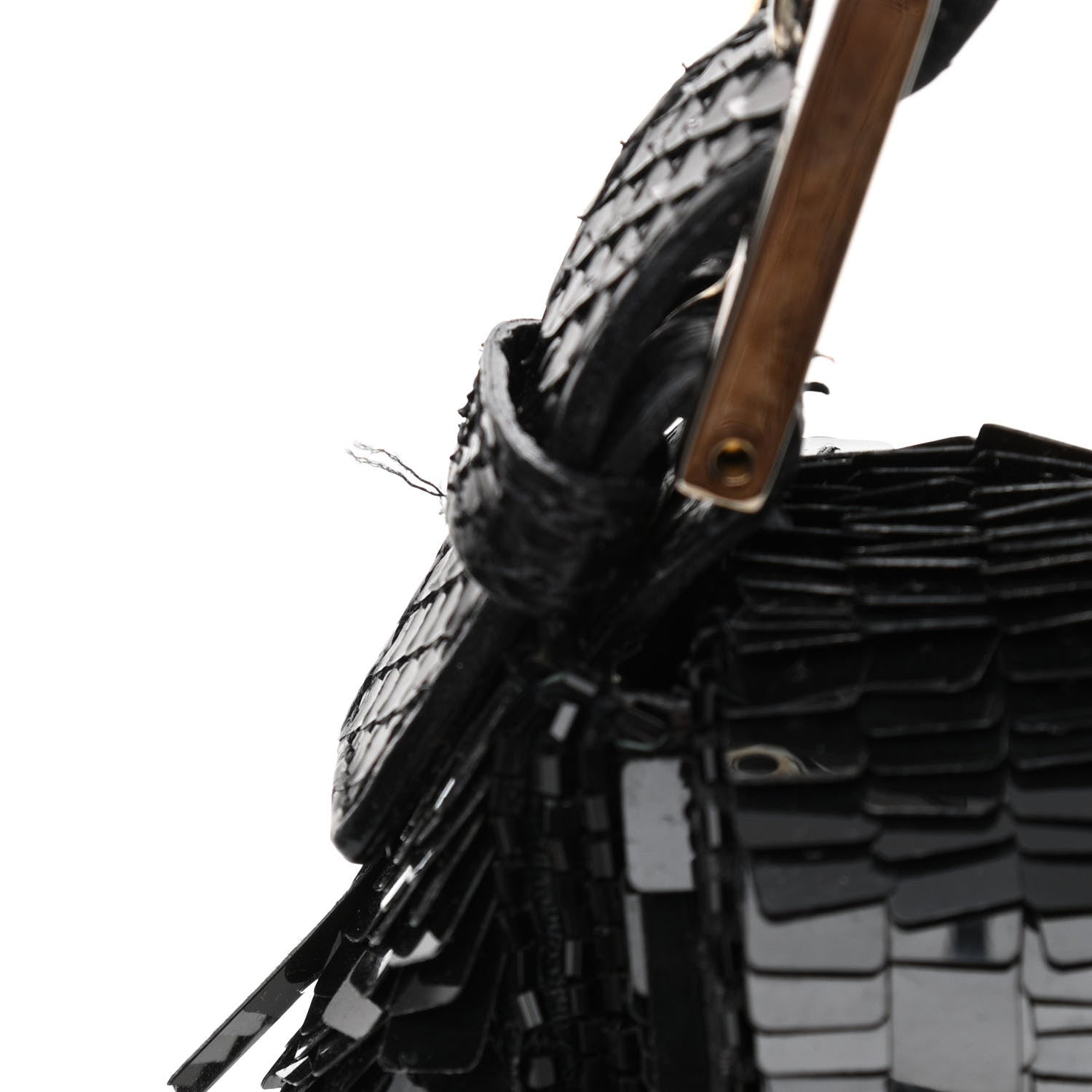 Fendi Sequin Paillettes Snakeskin Baguette Black 10 of 11
