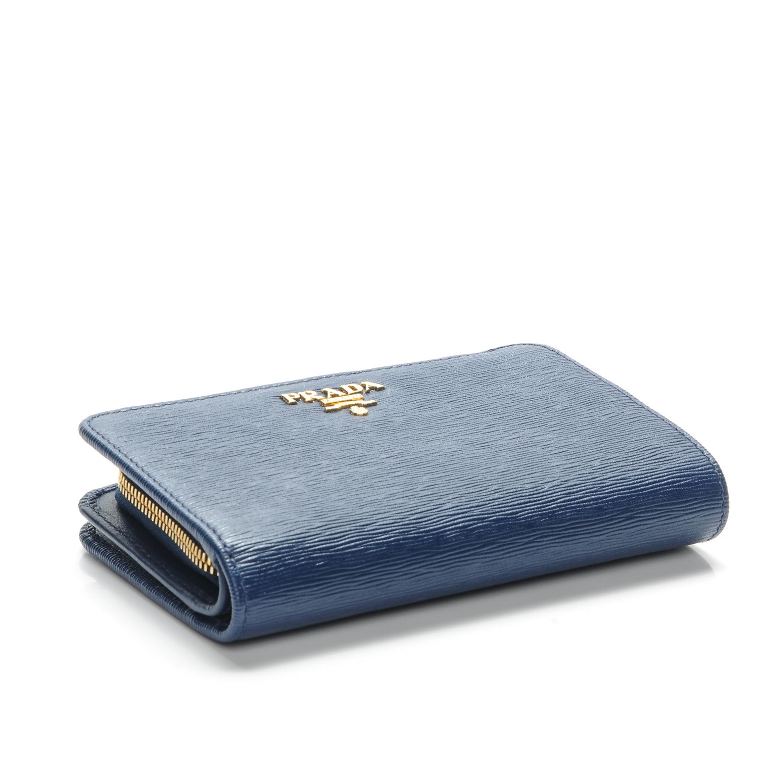 Prada Vitello Move Metal Compact Wallet Bleuette 4 of 7