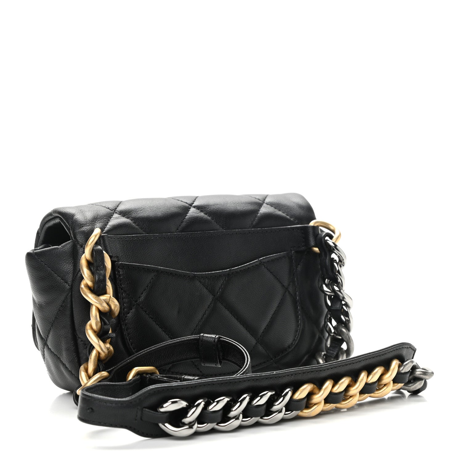 Chanel Goatskin Quilted Chanel 19 Waist Bag Black 3 of 11