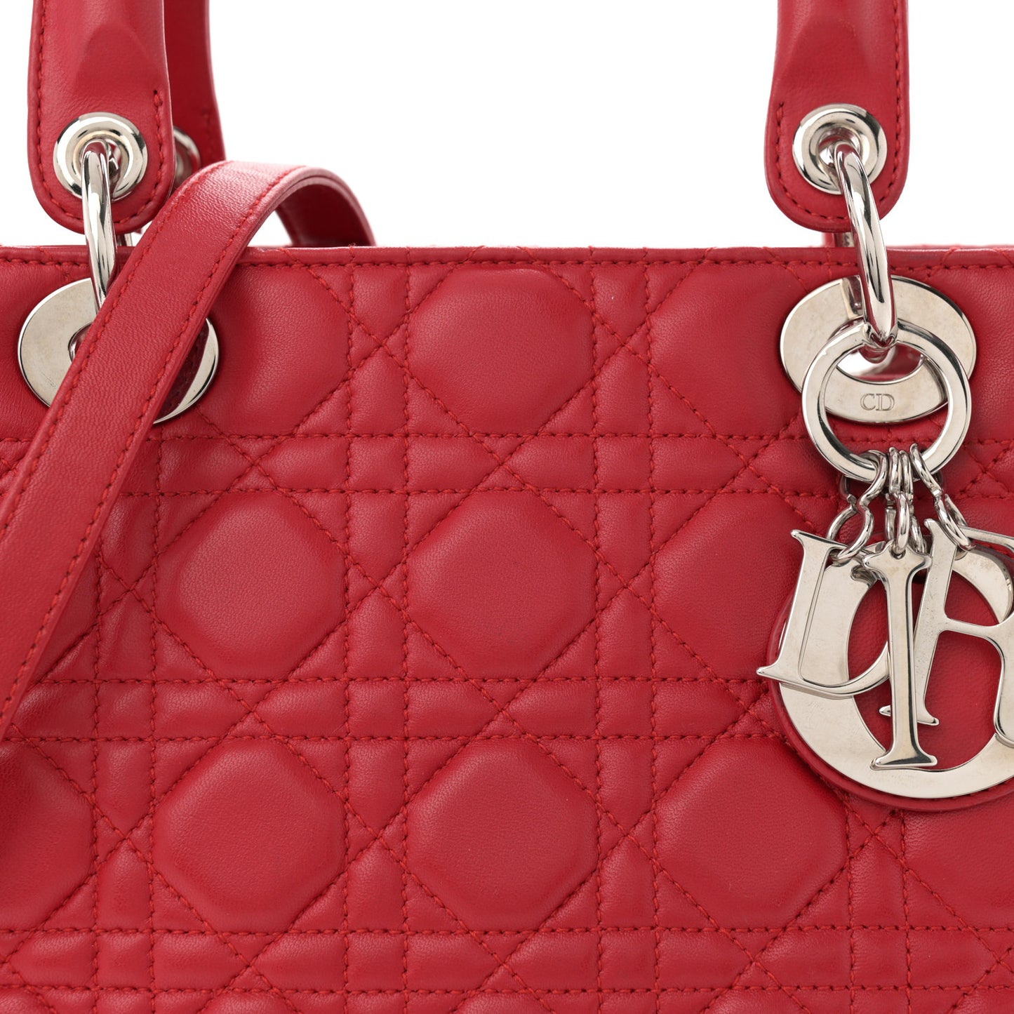 Lambskin Cannage Medium Lady Dior Red