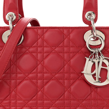Christian Dior Lambskin Cannage Medium Lady Dior Red 8 of 11