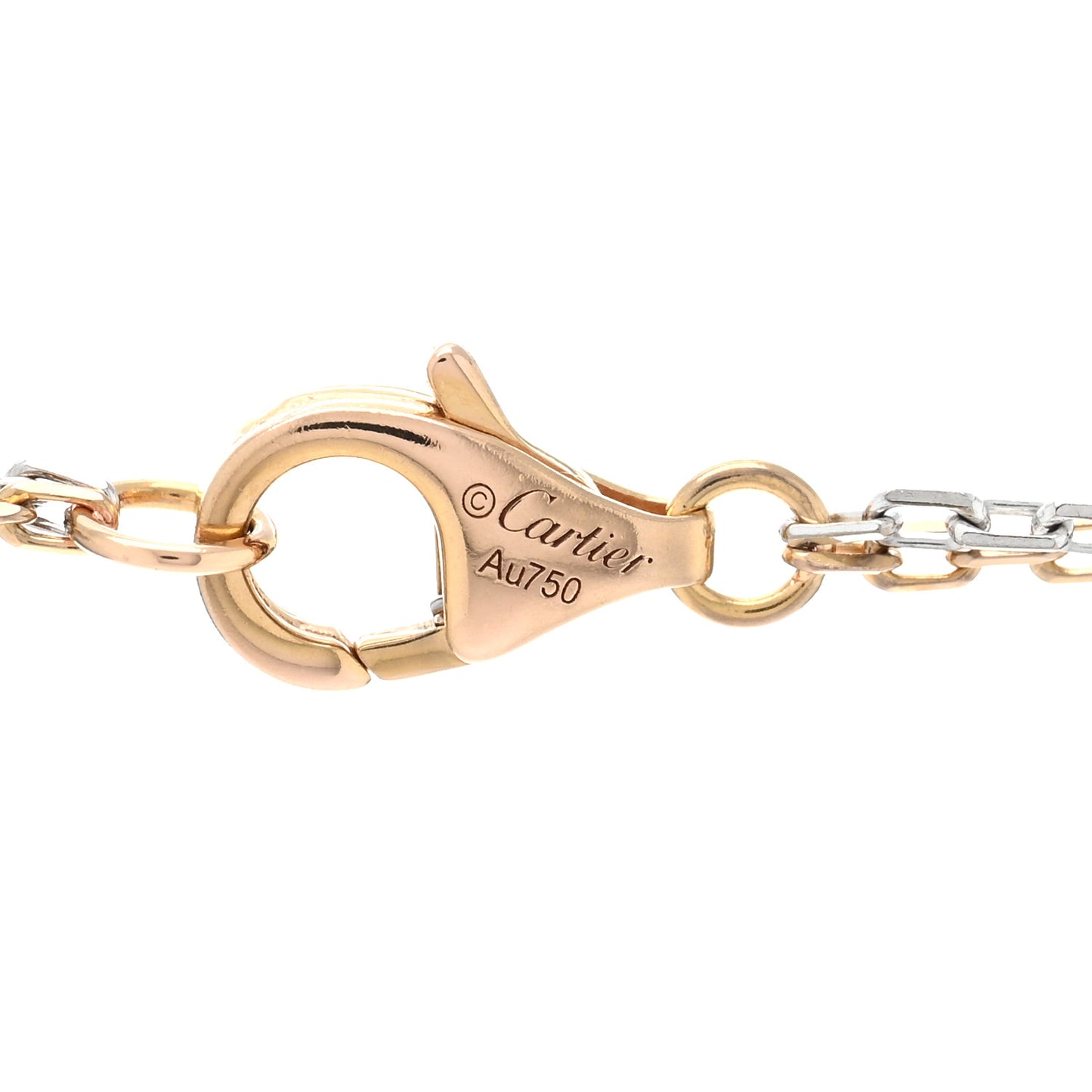 18K White Pink Gold Diamond Three Ring LOVE Pendant Necklace