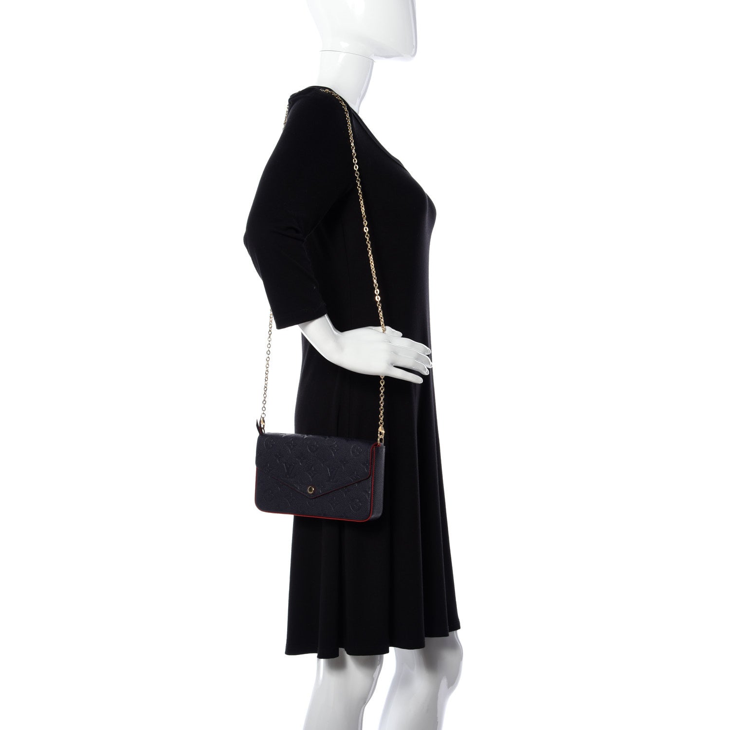 Louis Vuitton Empreinte Pochette Felicie Chain Wallet Marine Rouge 3 of 31
