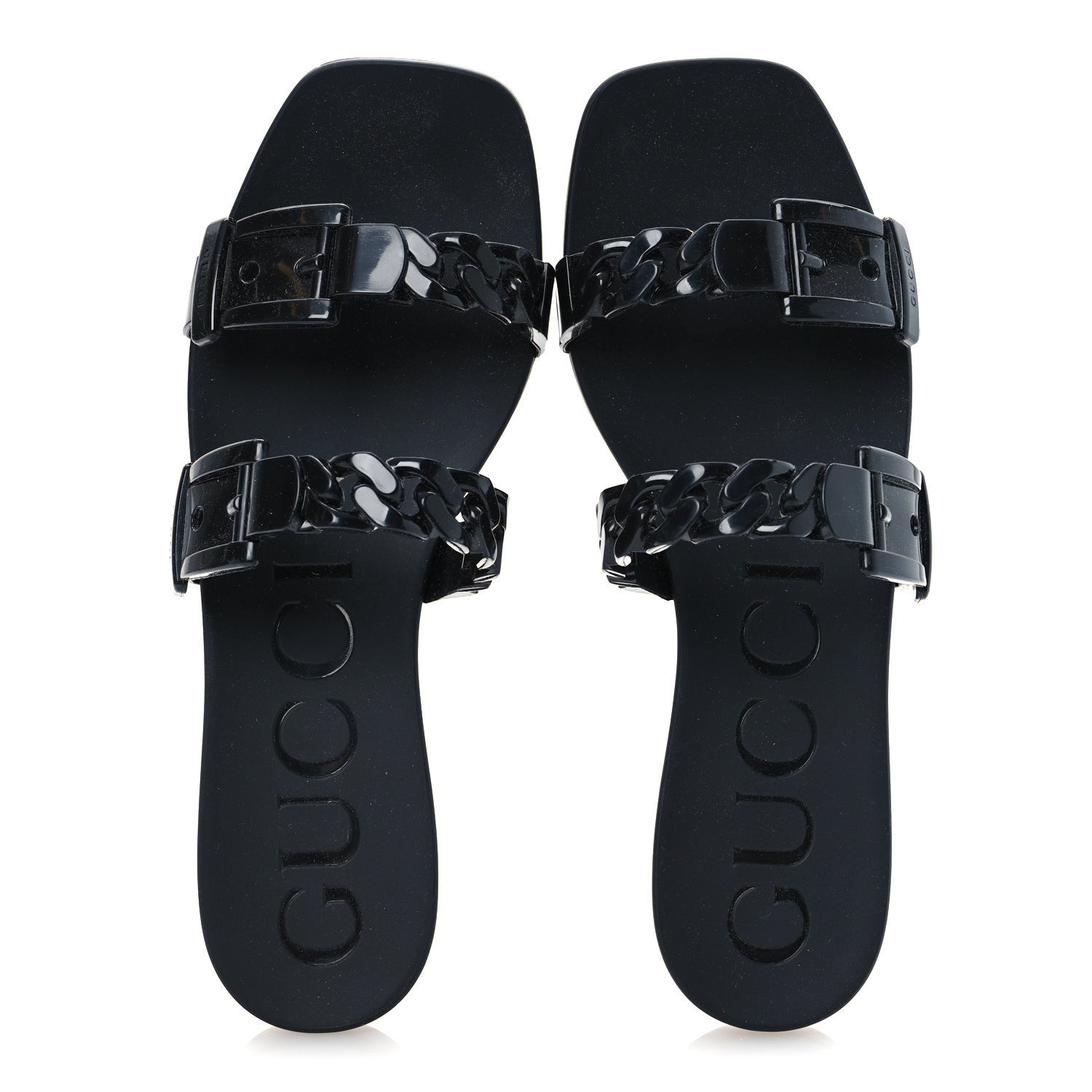 Gucci Rubber Womens Slide Sandals 36 Black 2 of 10
