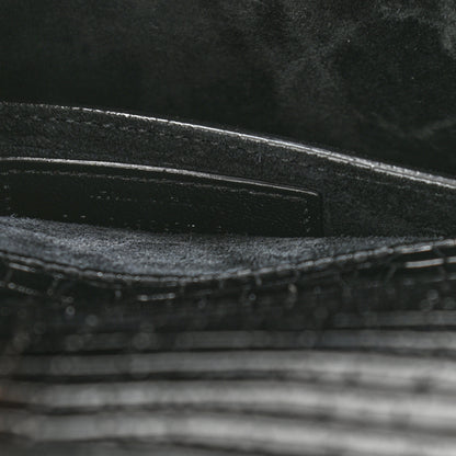 Saint Laurent Calfskin Crocodile Embossed Medium Monogram Sunset Black 8 of 11