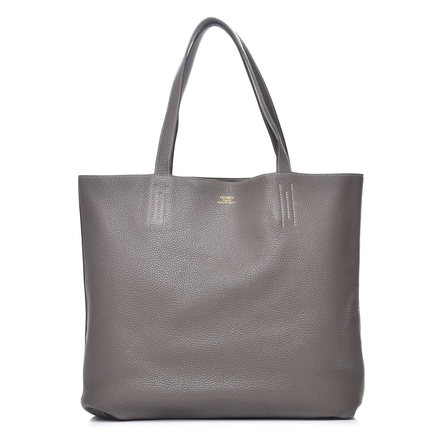 Taurillon Clemence Double Sens 45 Reversible Tote Etoupe Etain