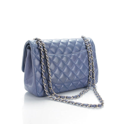 Chanel Lambskin Quilted Jumbo Double Flap Blue 3 of 15