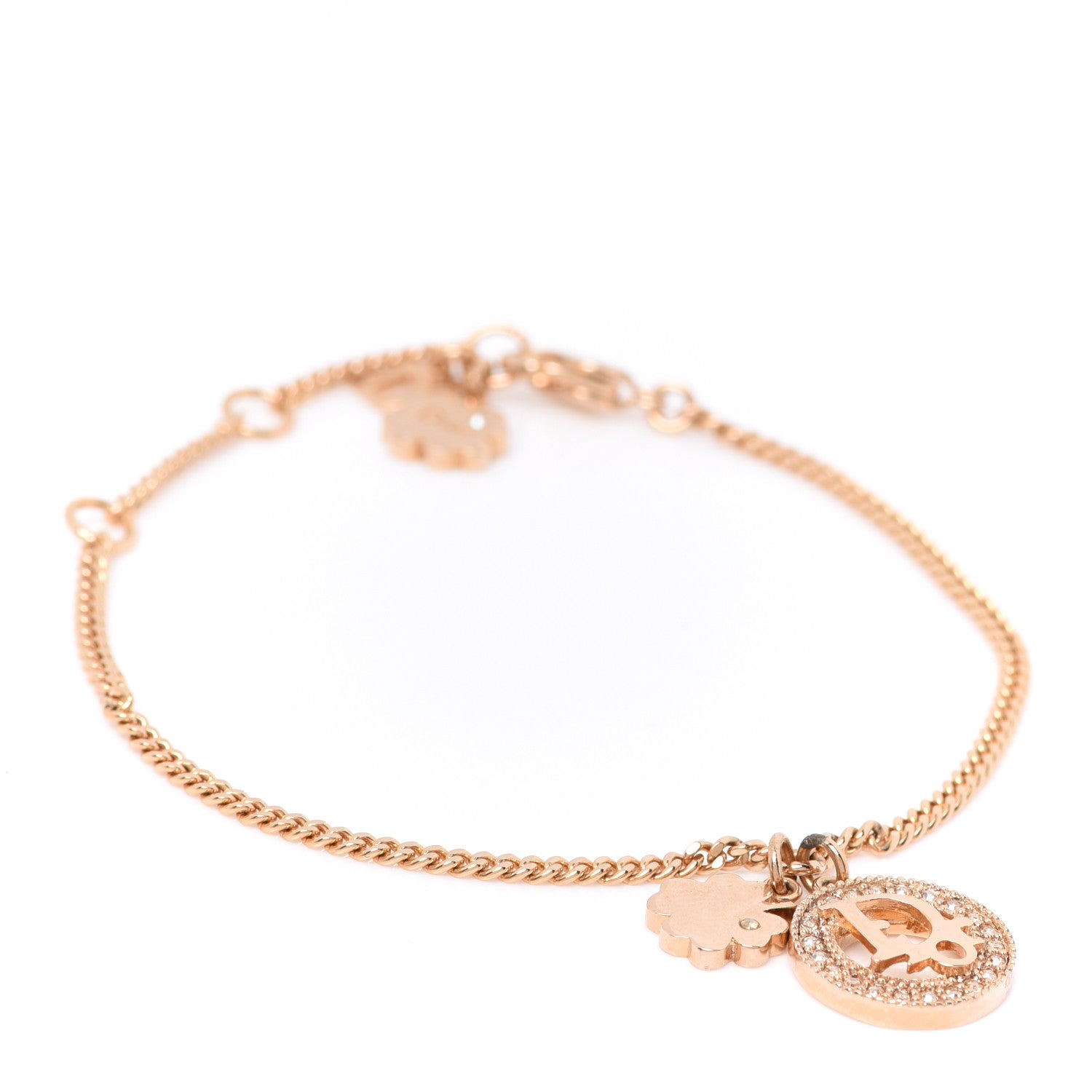 Christian Dior Crystal Logo Bracelet Gold 2 of 8
