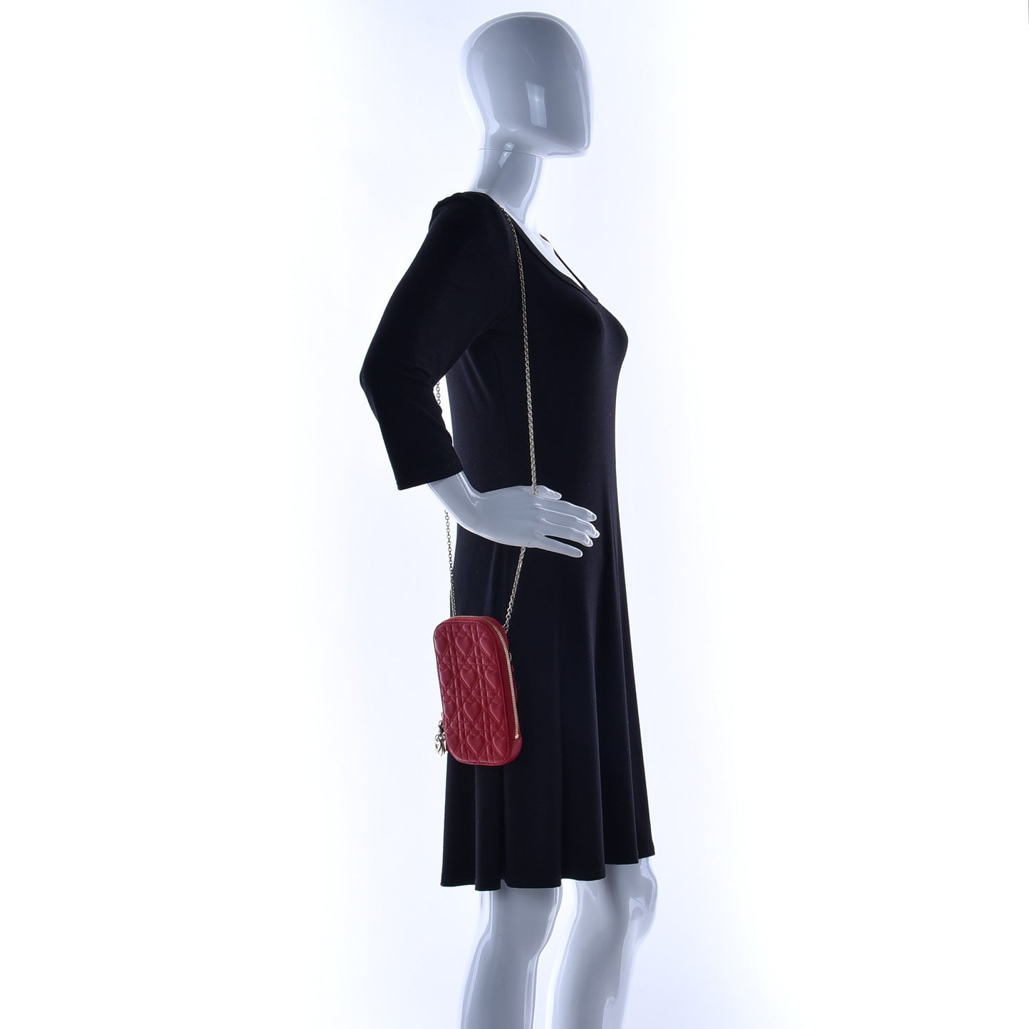 Lambskin Cannage Dioramour Lady Dior Phone Holder Bright Red