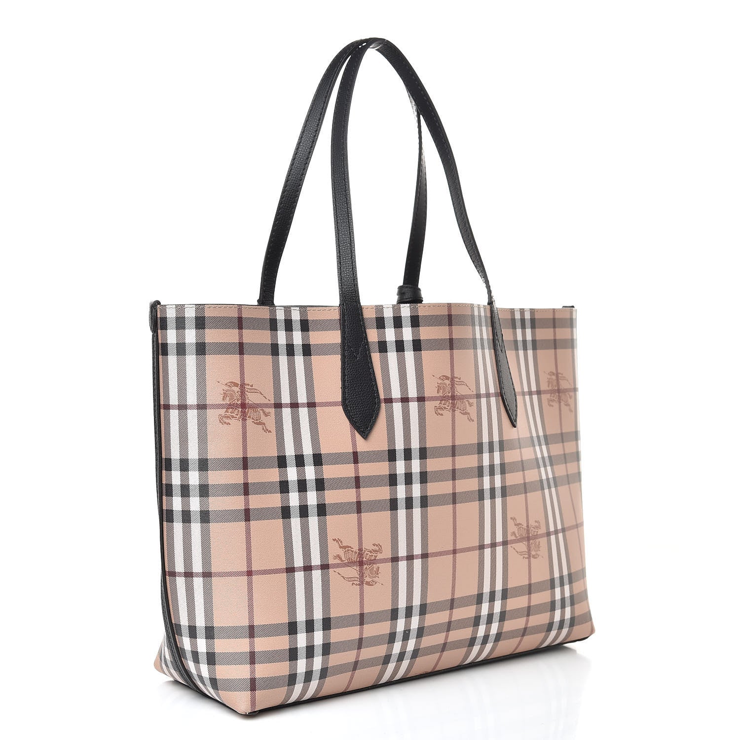 Burberry Grainy Calfskin Haymarket Check Medium Reversible Tote Black 4 of 12