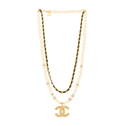 Chanel Lambskin Pearl Crystal CC Short Necklace Gold 3 of 5