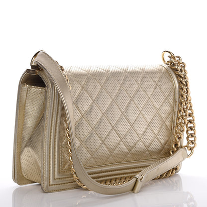 Chanel Lambskin Perforated Quilted New Medium Boy Flap Gold 3 of 22
