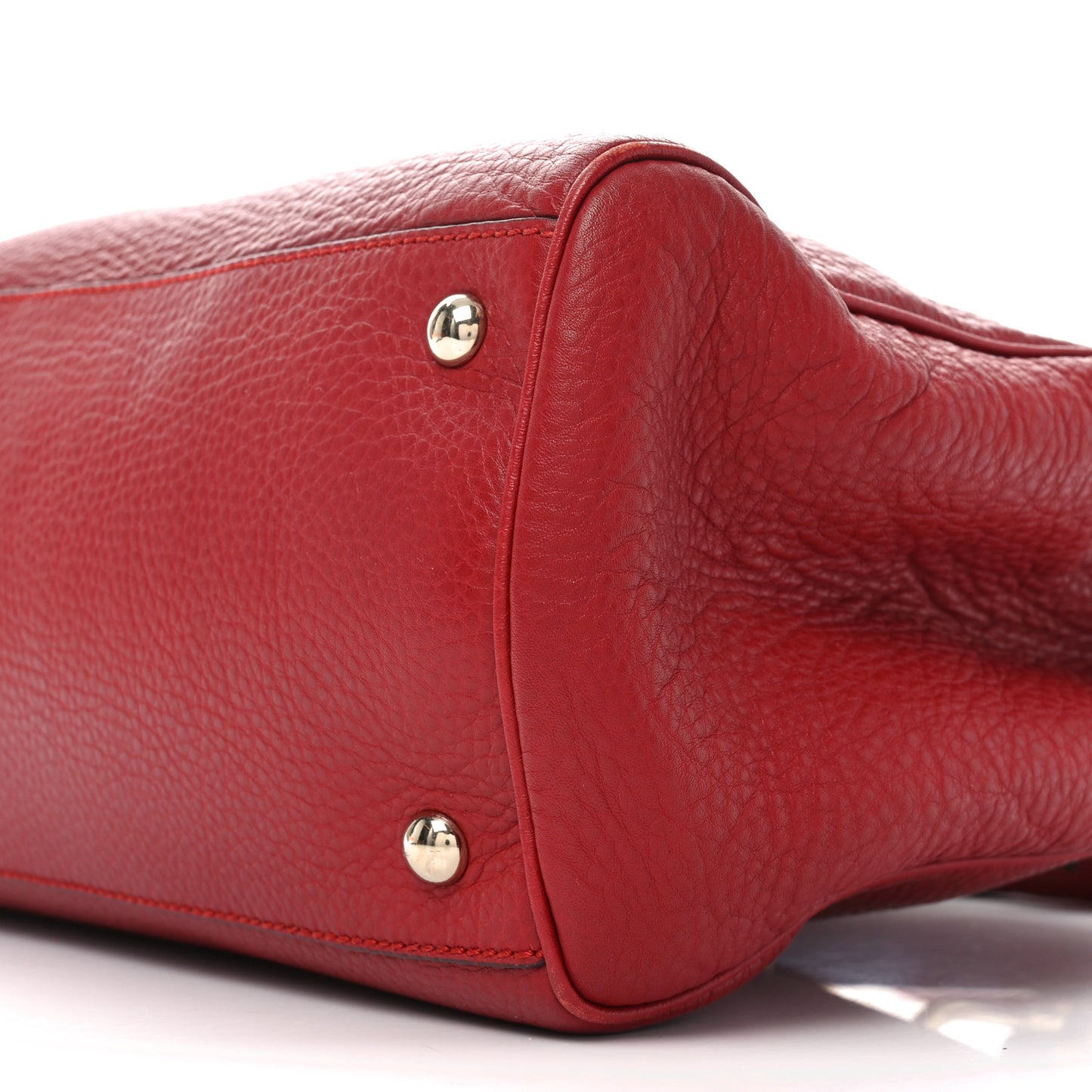 Pebbled Calfskin Medium Bamboo Shopper Tote Red
