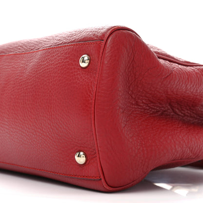 Gucci Pebbled Calfskin Medium Bamboo Shopper Tote Red 10 of 11