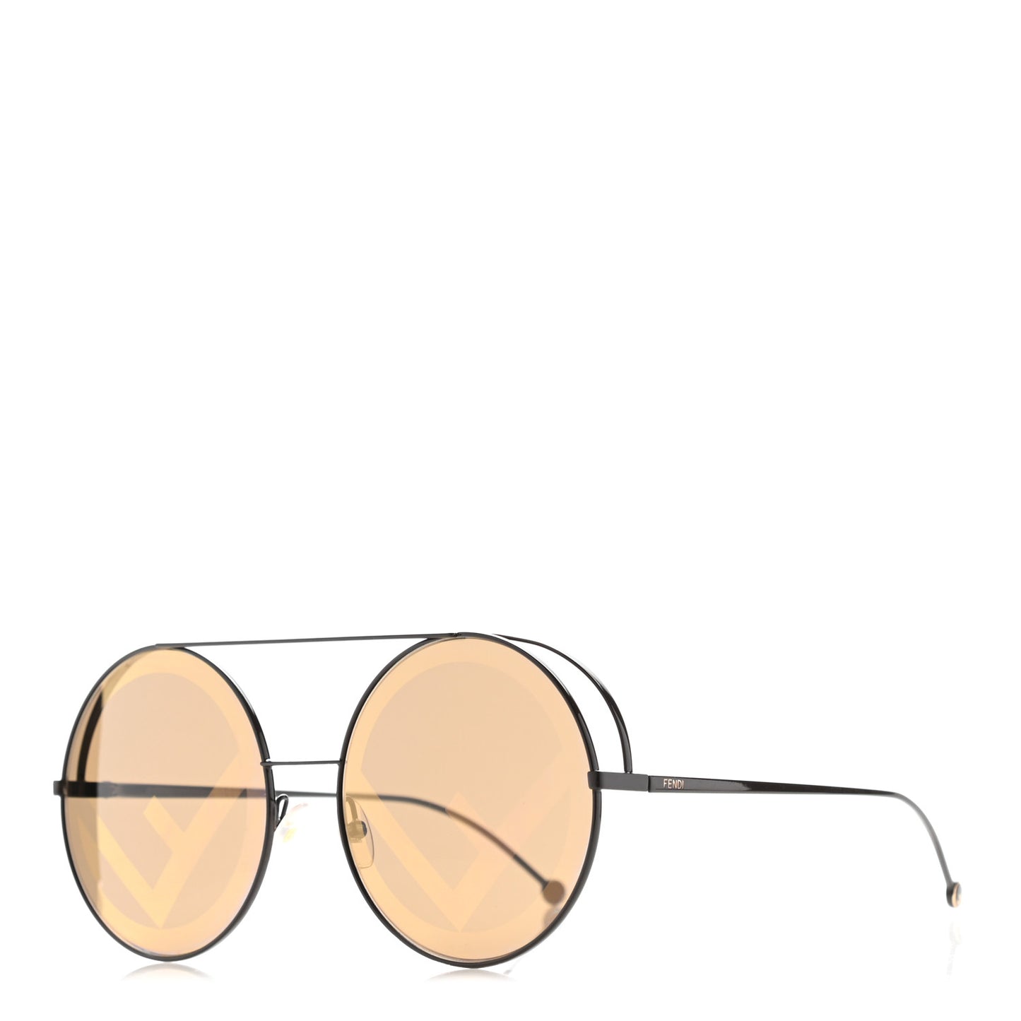 Metal F is Fendi Printed Run Away Round Frame Sunglasses FF 0285/S Black