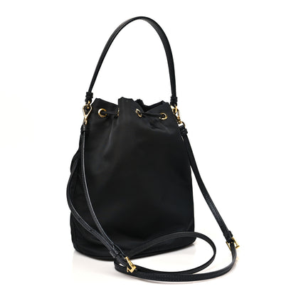 Prada Saffiano Tessuto Nylon Mini Bucket Crossbody Bag Black 3 of 10