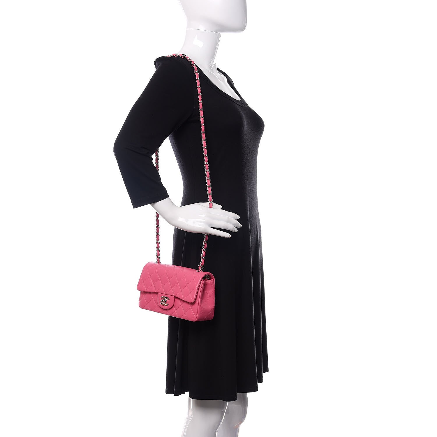 Chanel Lambskin Quilted Mini Rectangular Flap Pink 2 of 11