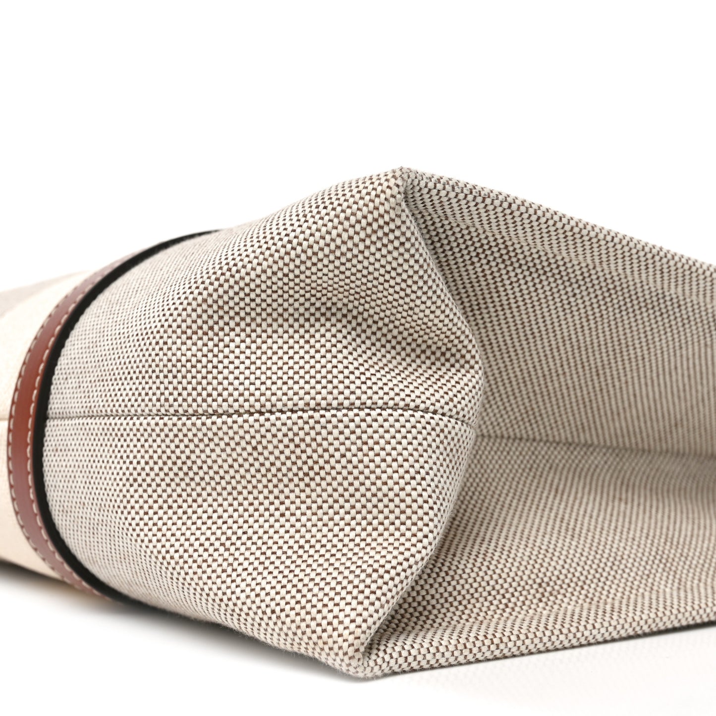 Cotton Calfskin Large Woody Ribbon Tote White Brown
