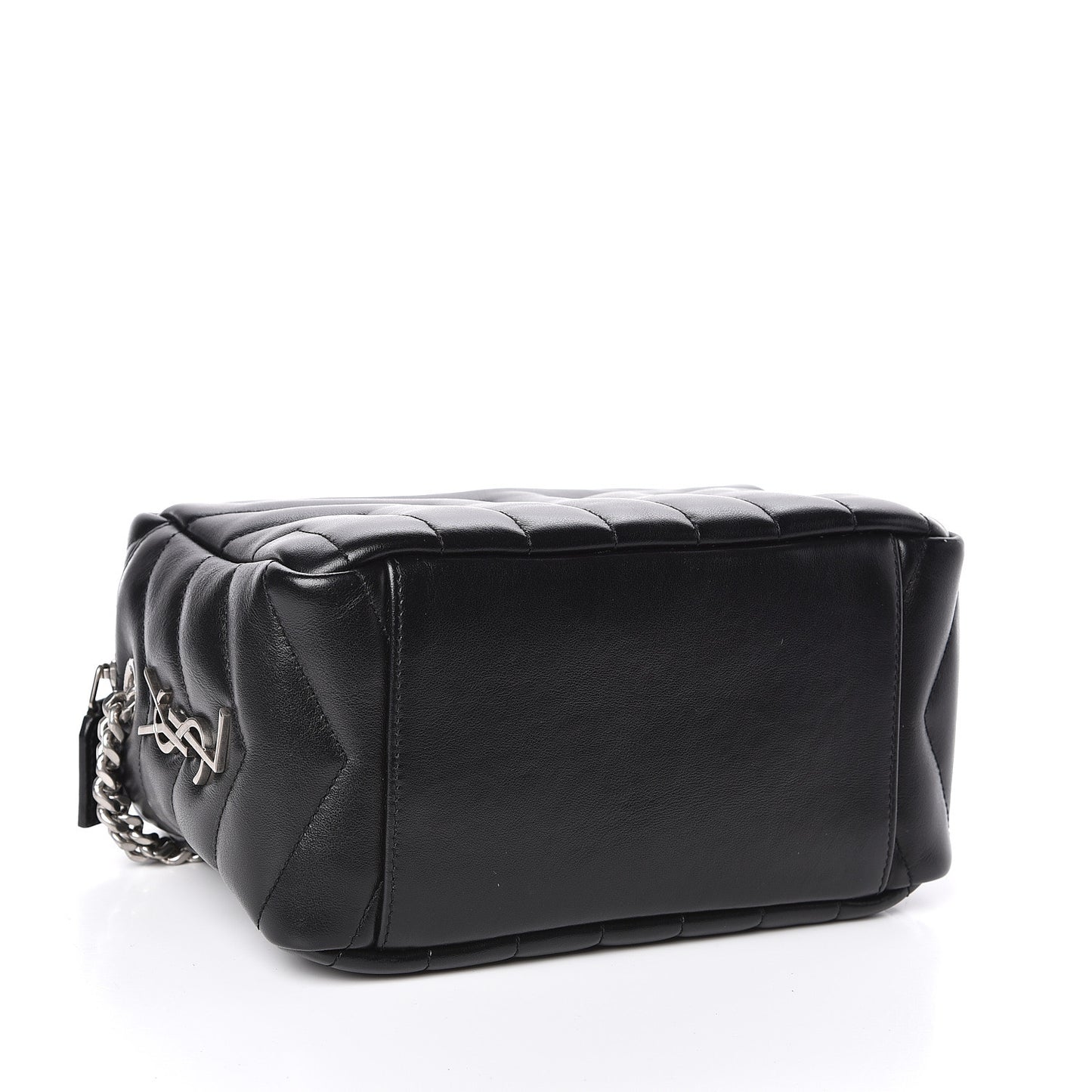Calfskin Y Quilted Monogram Small Loulou Bowling Bag Black