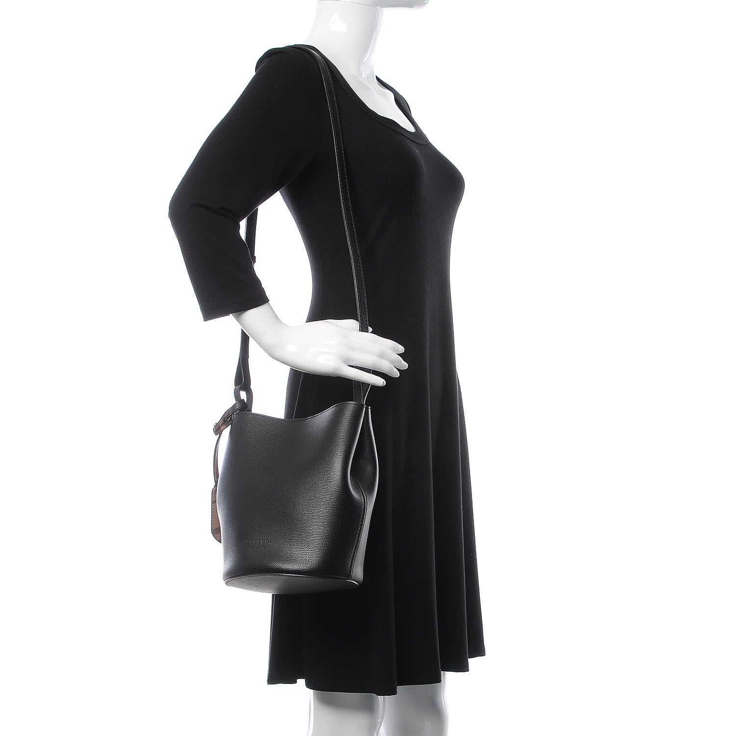 Burberry London Grainy Calfskin Small Lorne Bucket Crossbody Black 2 of 9