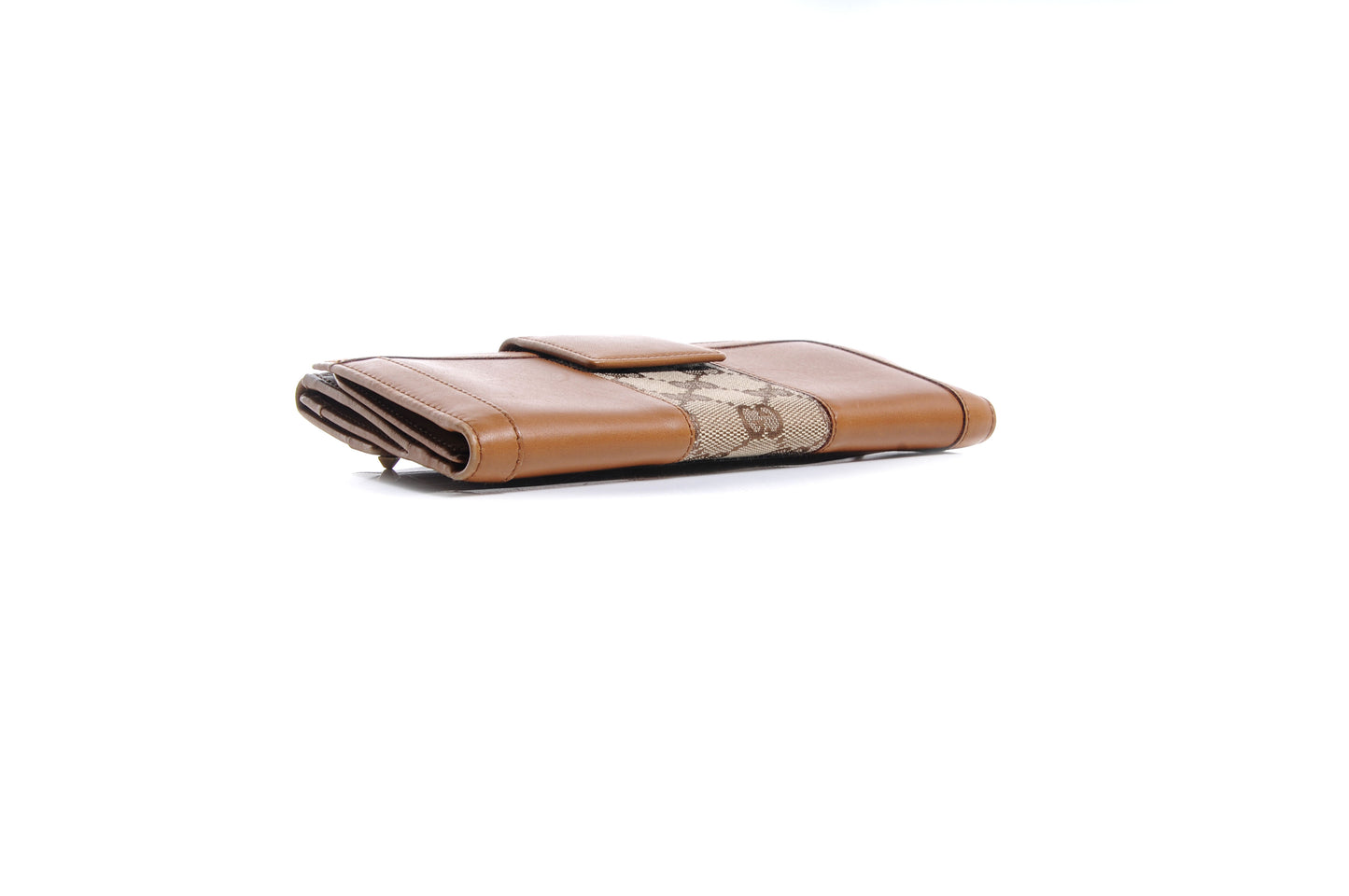 Leather Monogram Web Continental Wallet Tan