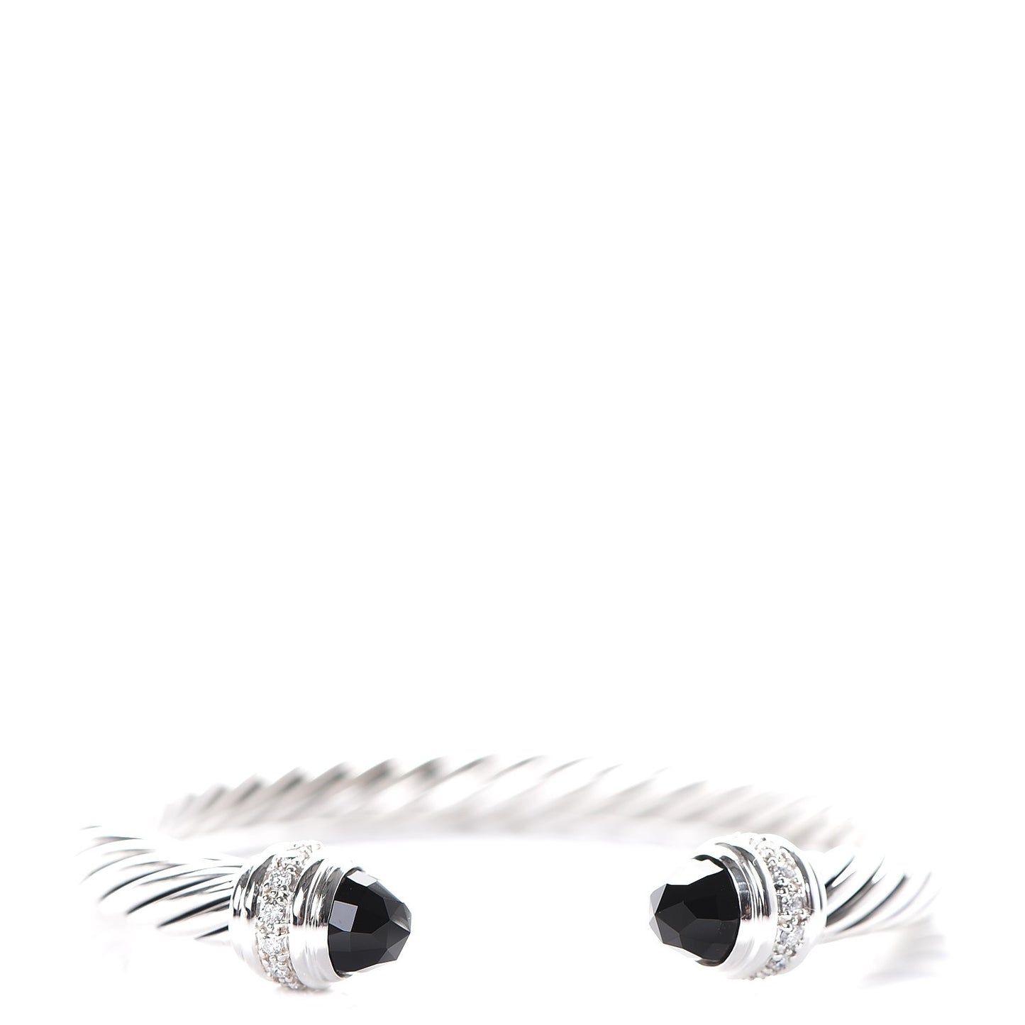 Sterling Silver Diamond Black Onyx 7mm Cable Classics Bracelet