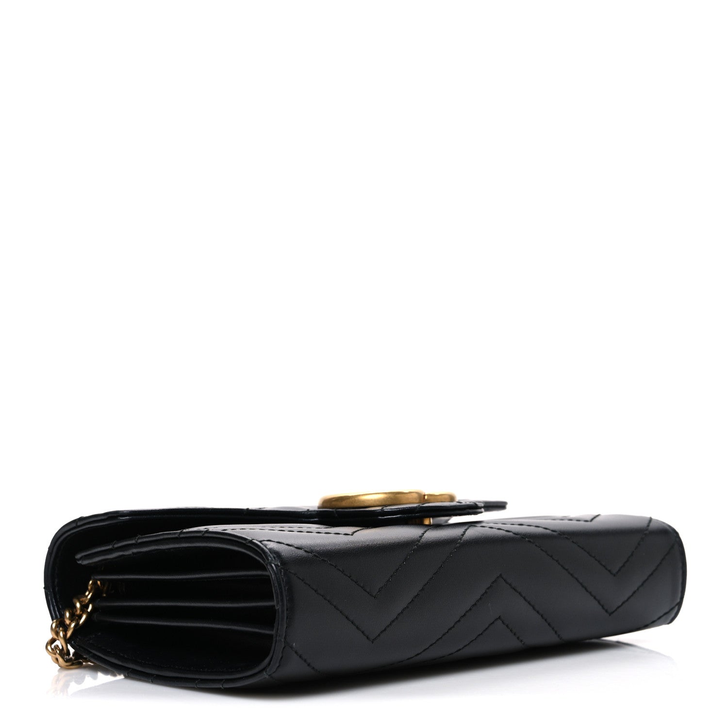 Gucci Calfskin Matelasse GG Marmont Chain Wallet Black 4 of 10