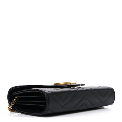 Gucci Calfskin Matelasse GG Marmont Chain Wallet Black 4 of 10
